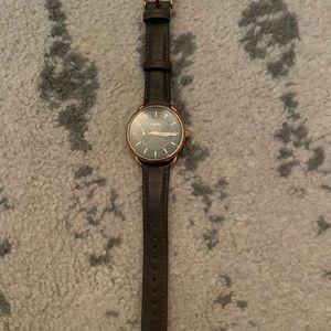 Fossil watch. Grey leather with rose gold accents